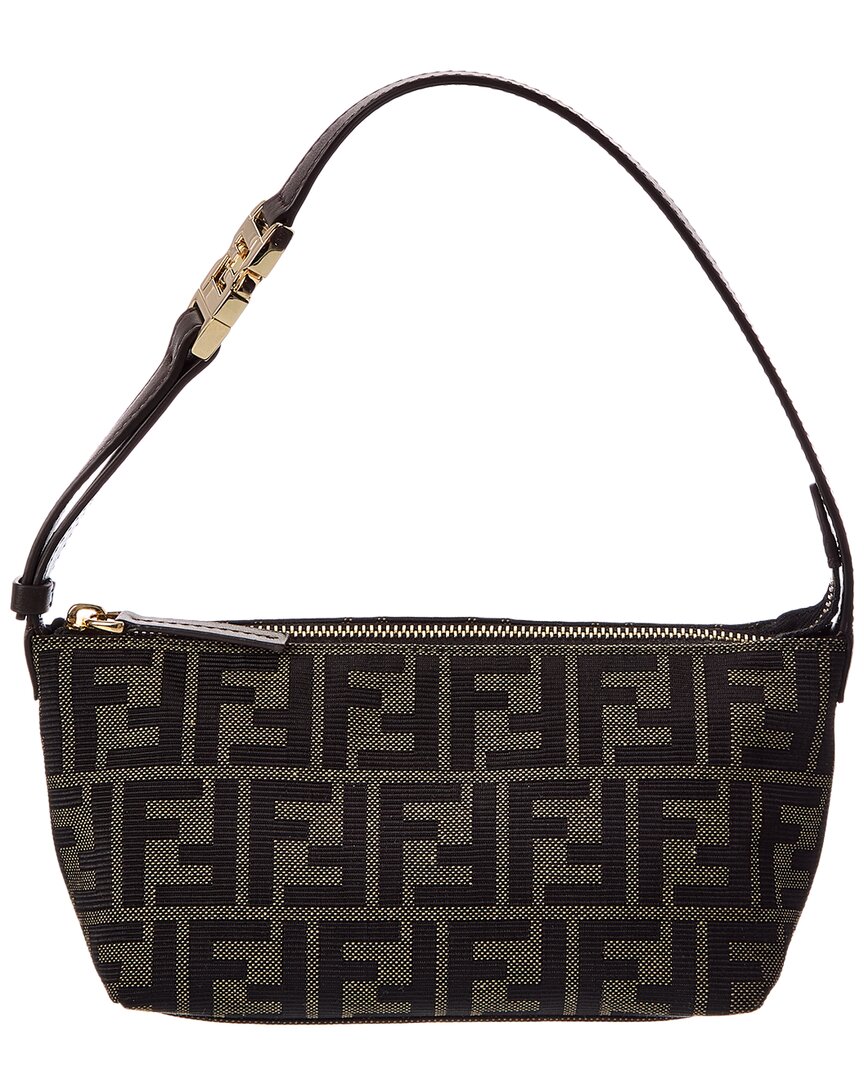 Fendi Ff Jacquard & Leather Vanity Pouch