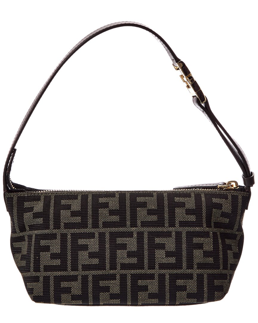 Fendi Ff Jacquard & Leather Vanity Pouch