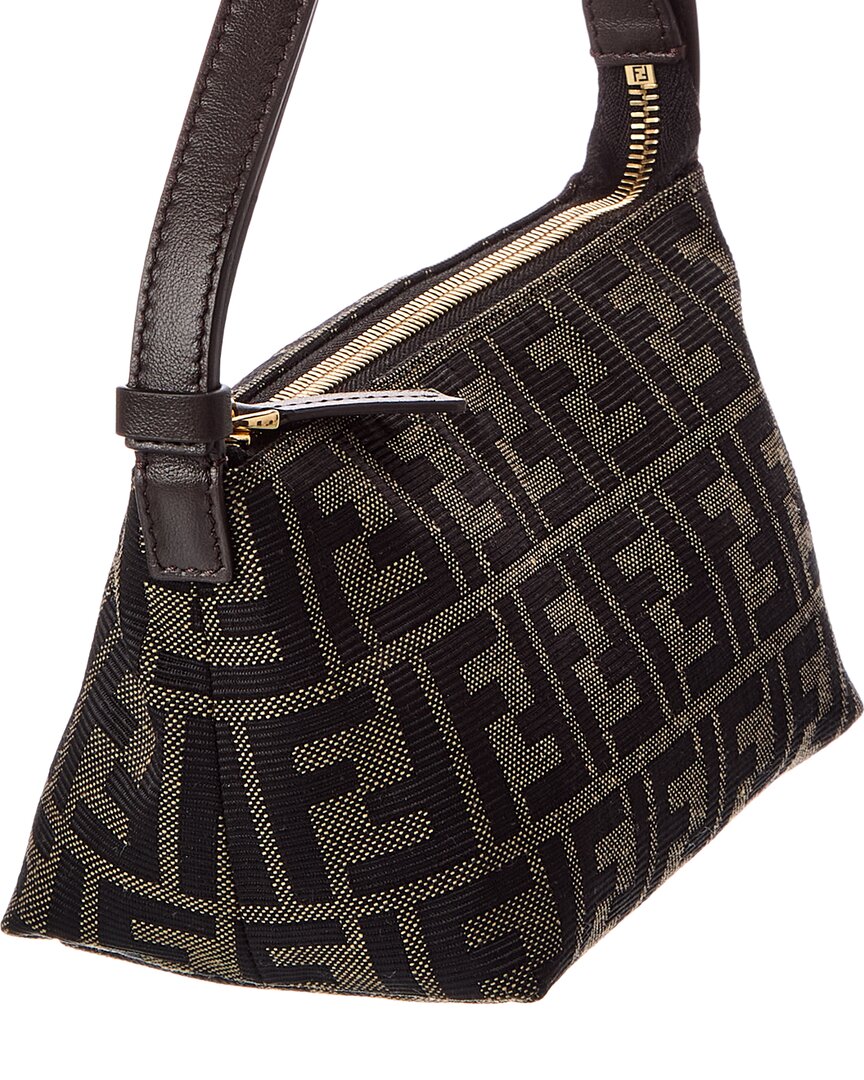 Fendi Ff Jacquard & Leather Vanity Pouch