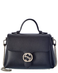 Gucci Logo Leather Top Handle Bag ONE SIZE Black
