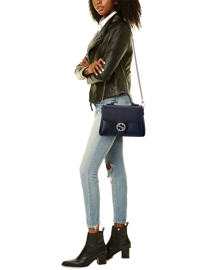 Gucci Logo Leather Top Handle Bag
