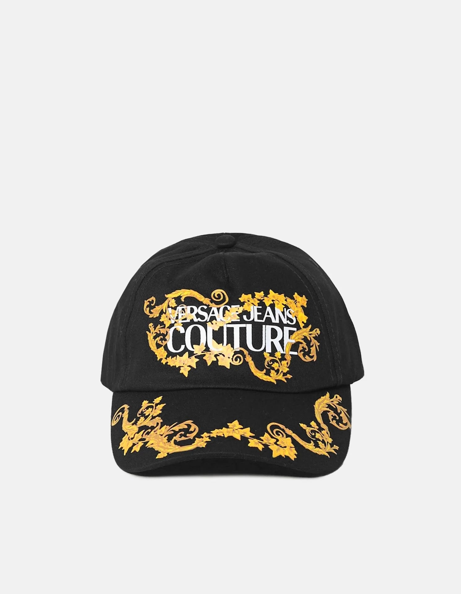 Versace Jeans Couture Black/Gold Classic Gold tone Leaf Pattern Signature Baseball Cap
