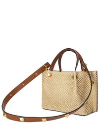 Tiffany & Fred Paris Raffia & Leather Top-Handle S