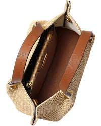 Tiffany & Fred Paris Raffia & Leather Top-Handle S