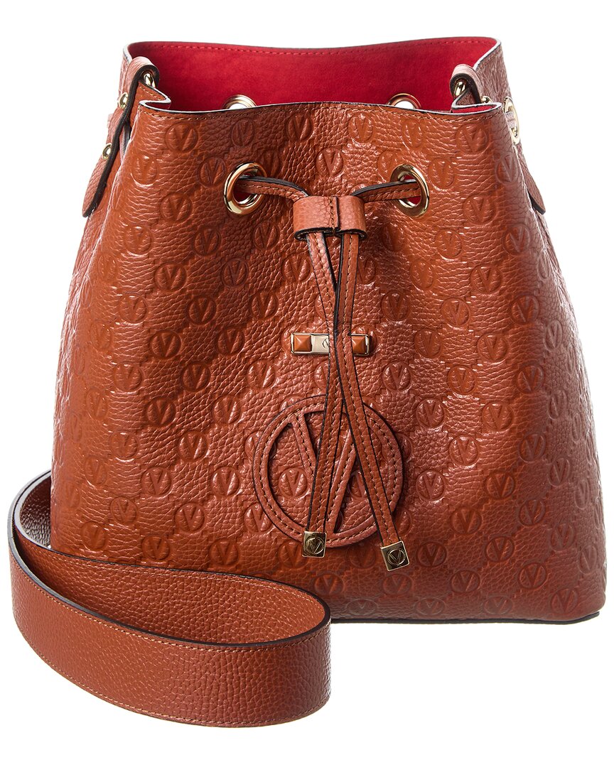 Valentino By Mario Valentino Karl Medallion Leather Bucket Bag