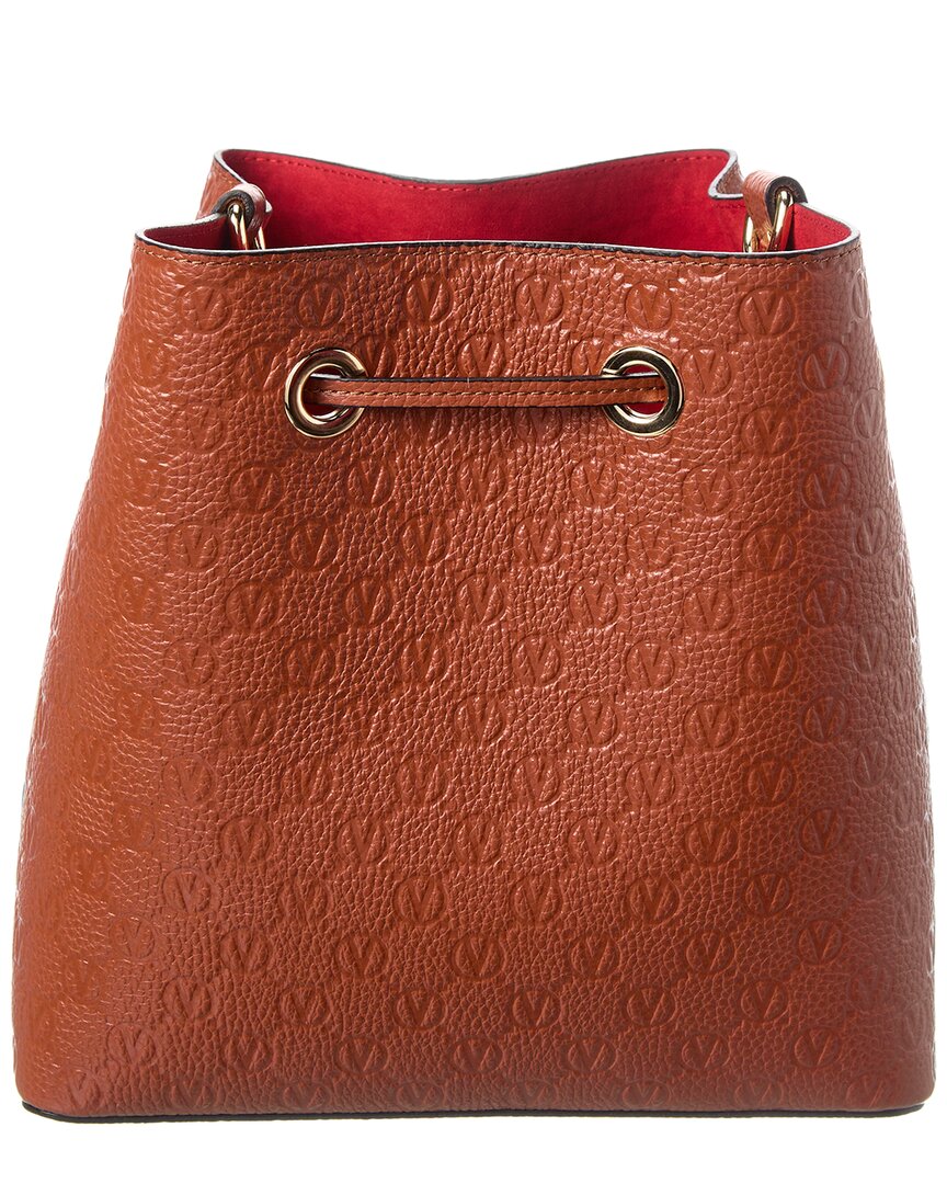 Valentino By Mario Valentino Karl Medallion Leather Bucket Bag