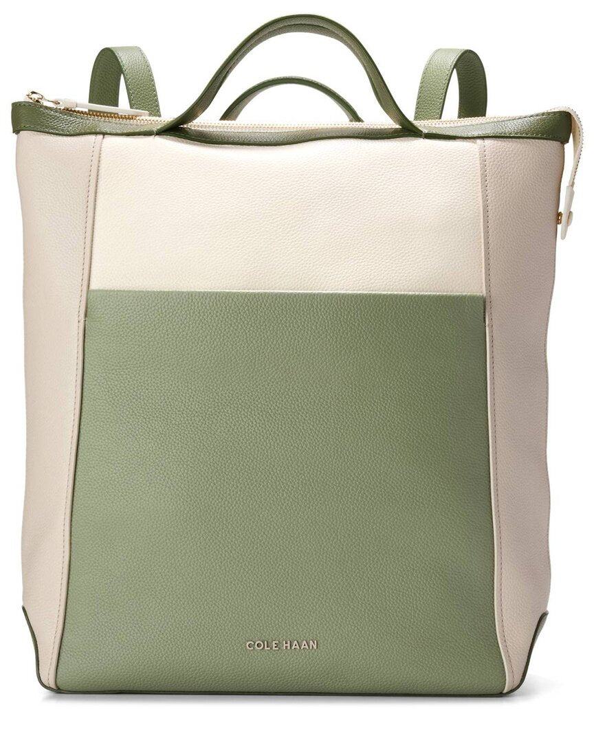 Cole Haan Grand Ambition Large Leather Backpack ONE SIZE Green