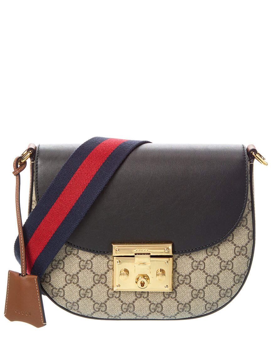 Gucci Gg Supreme Canvas & Leather Shoulder Bag ONE SIZE Beige
