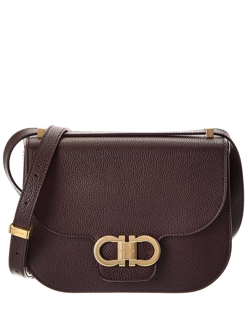 Ferragamo Gancini Leather Shoulder Bag ONE SIZE Brown Multi