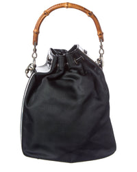 Gucci Black Not Selected Nylon Bamboo Two-Way Bucket Bag (Authentic Pre-Loved)