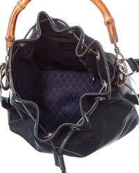 Gucci Black Not Selected Nylon Bamboo Two-Way Bucket Bag (Authentic Pre-Loved)