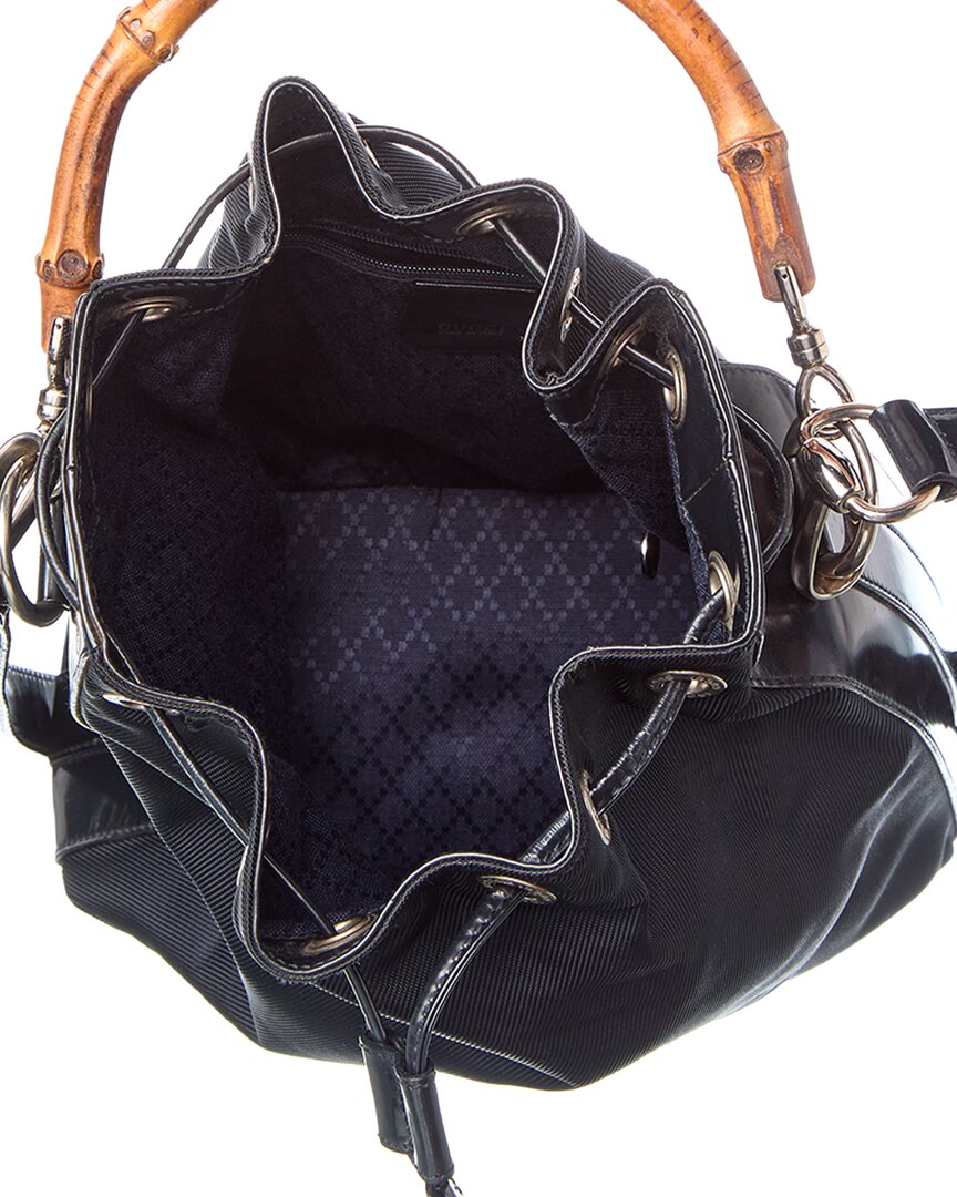 Gucci Black Not Selected Nylon Bamboo Two-Way Bucket Bag (Authentic Pre-Loved)