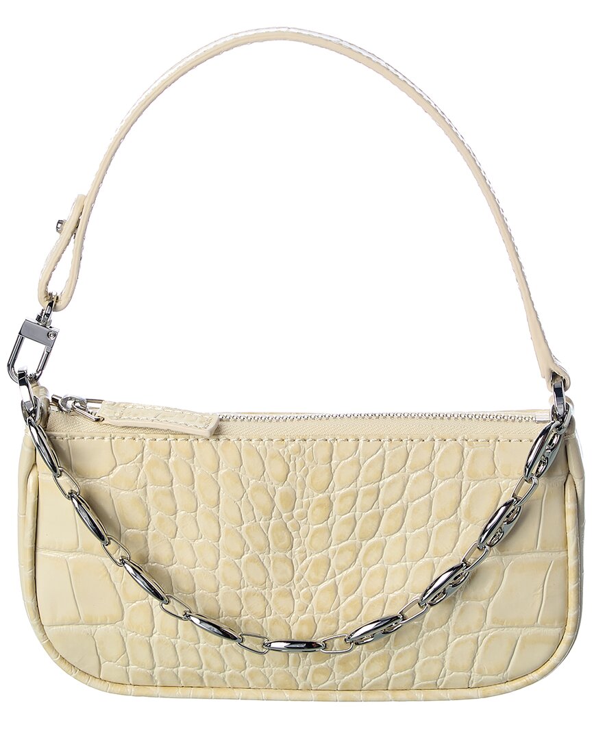By Far Rachel Mini Croc-Embossed Leather Shoulder Bag ONE SIZE White