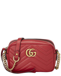 Gucci Gucci Red Leather Gg Marmont Crossbody Bag Mini (Authentic Pre-Loved)