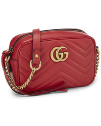 Gucci Gucci Red Leather Gg Marmont Crossbody Bag Mini (Authentic Pre-Loved)