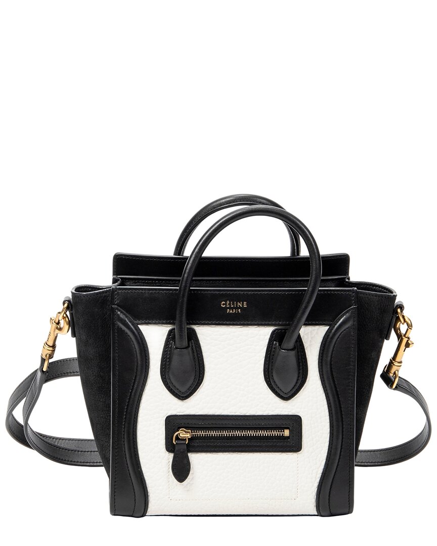 CELINE Celine Black & White Calfskin Leather Nano Bicolor Luggage (Authentic Pre-
