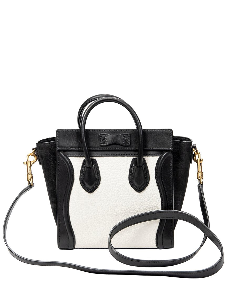 CELINE Celine Black & White Calfskin Leather Nano Bicolor Luggage (Authentic Pre-
