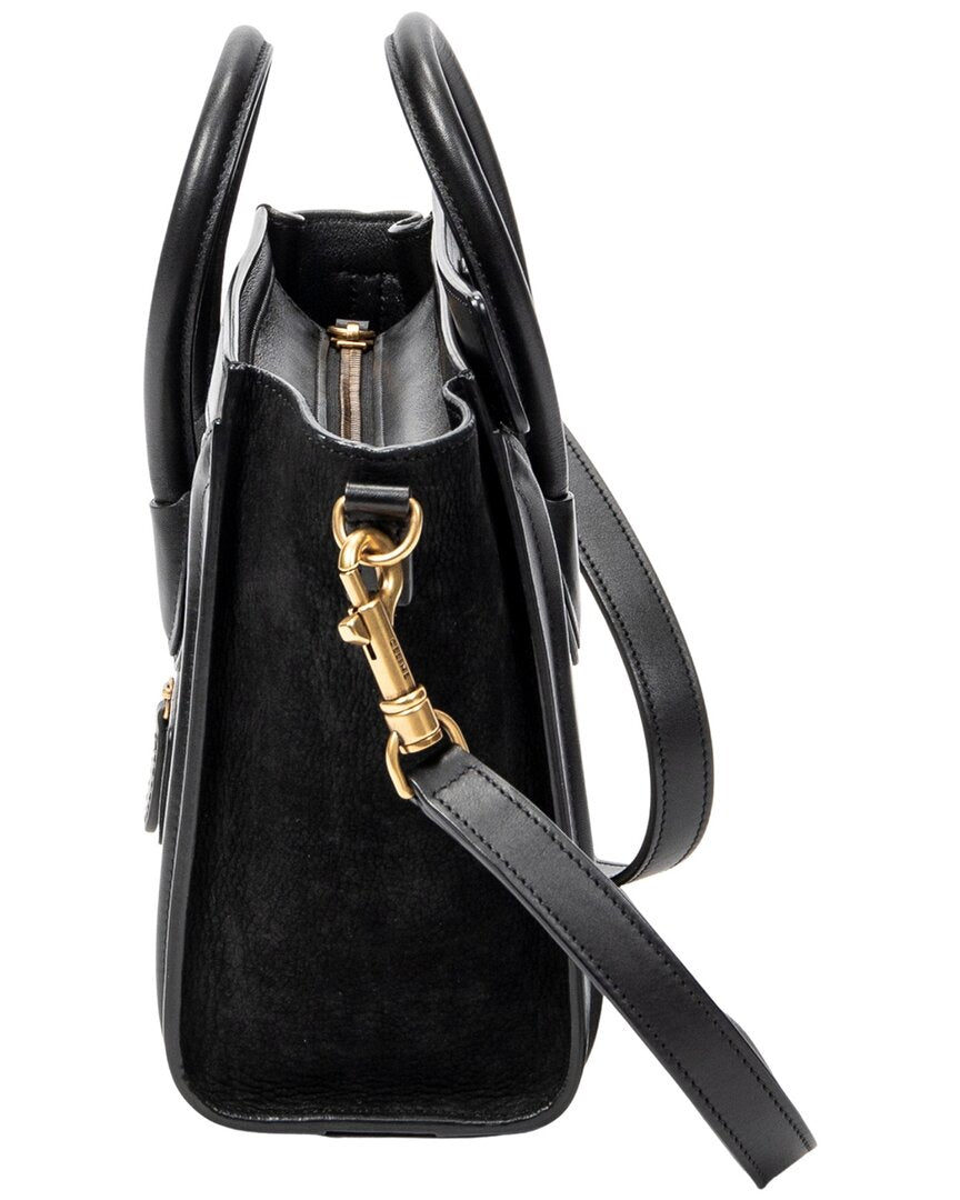 CELINE Celine Black & White Calfskin Leather Nano Bicolor Luggage (Authentic Pre-