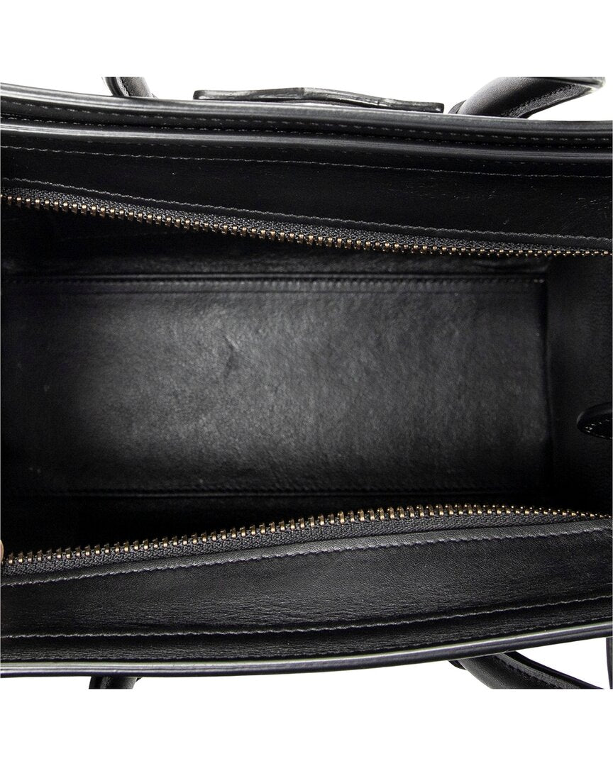 CELINE Celine Black & White Calfskin Leather Nano Bicolor Luggage (Authentic Pre-