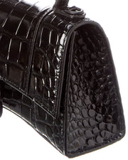 Balenciaga Hourglass Xs Croc-Embossed Leather Top Handle Satchel