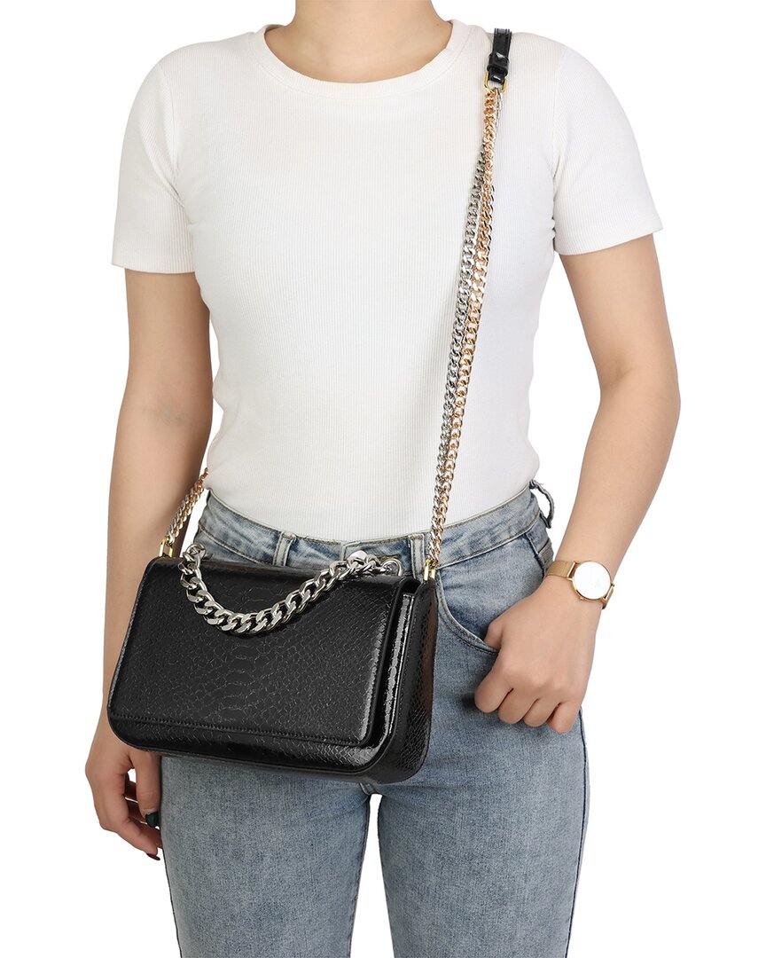 Tiffany & Fred Paris Luxe Chain Leather Messenger Bag