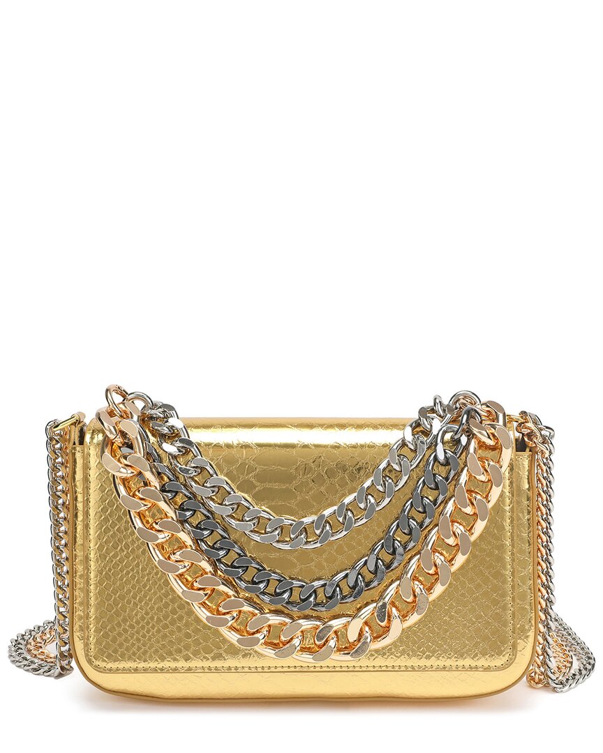 Tiffany & Fred Paris Chain Leather Messenger Bag Gold ONE SIZE