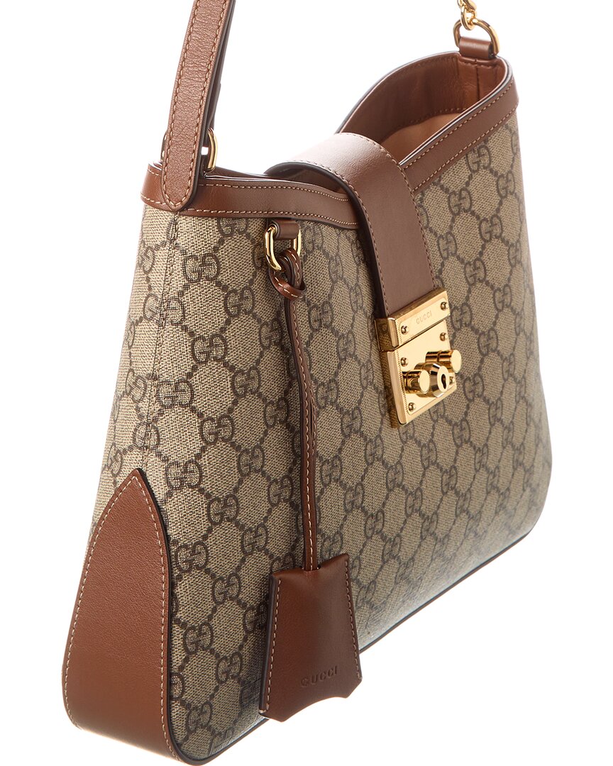 Gucci Padlock Medium Gg Supreme Canvas & Leather Shoulder Bag