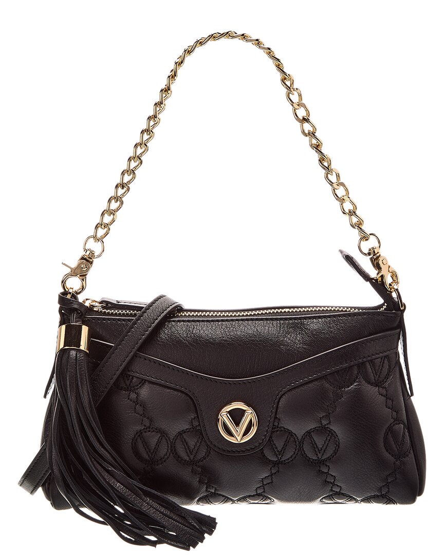 Valentino By Mario Valentino Anais Monogram Leather Shoulder Bag ONE SIZE Black