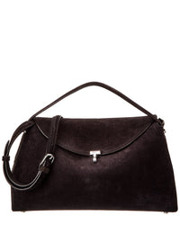 Toteme T-Lock Top Handle Suede Satchel