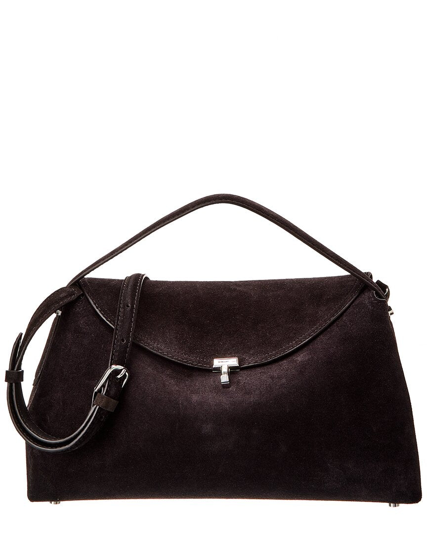 Toteme T-Lock Top Handle Suede Satchel