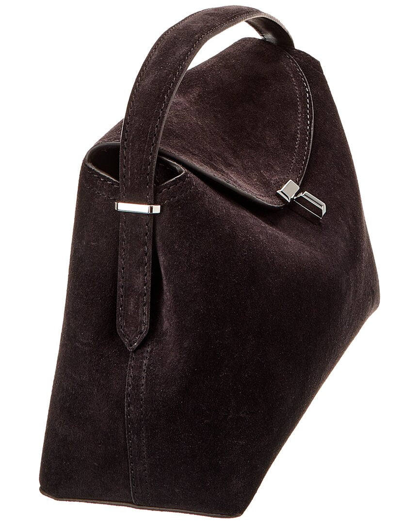 Toteme T-Lock Top Handle Suede Satchel