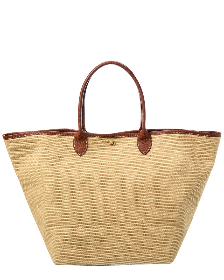 Longchamp Le Pliage Collection Large Raffia Basket Bag, Ns, Beige
