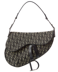 Dior Black Canvas Oblique Saddle Bag (Authentic Pre-Loved)