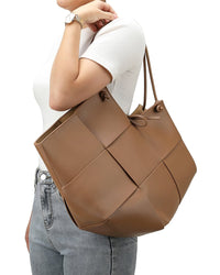 Tiffany & Fred Paris Woven Leather Messenger Bag