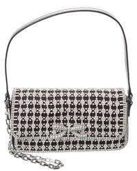Self-Portrait Crystal Leather Baguette Bag ONE SIZE Black