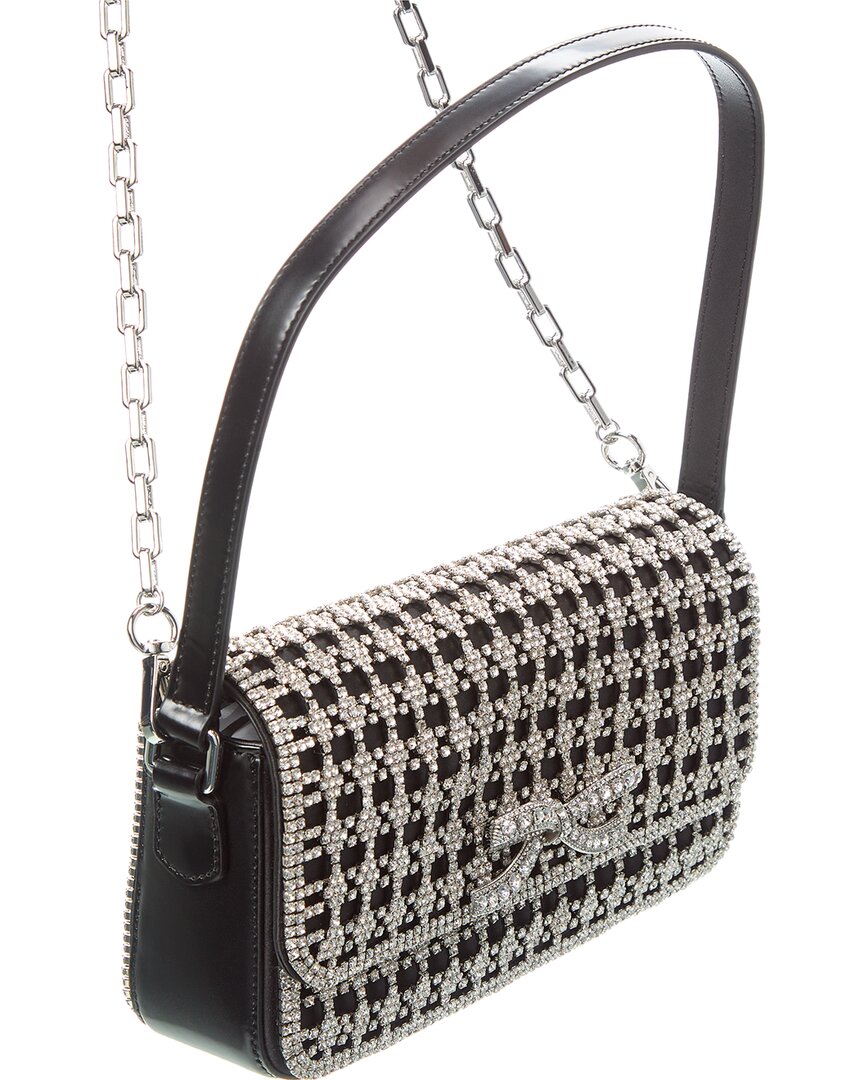 Self-Portrait Crystal Leather Baguette Bag