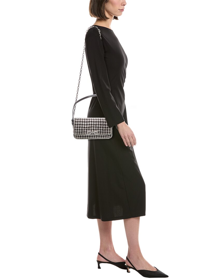 Self-Portrait Crystal Leather Baguette Bag
