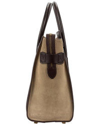 CELINE Celine Brown & Dark Red Grained Leather Luggage Handbag (Authentic Pre-Loved)