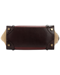 CELINE Celine Brown & Dark Red Grained Leather Luggage Handbag (Authentic Pre-Loved)