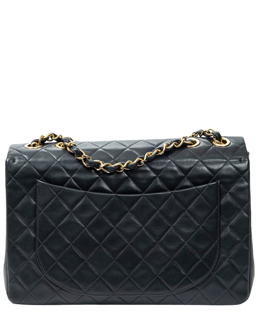 Chanel Chanel Black Quilted Lambskin Leather Maxi Jumbo Xl Flap (Authentic Pre-Loved)