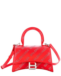 Balenciaga Balenciaga Red All Over Logo Crystals Leather Hourglass Top Handle, Never