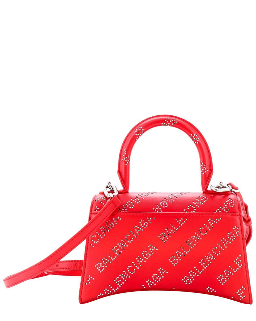Balenciaga Balenciaga Red All Over Logo Crystals Leather Hourglass Top Handle, Never