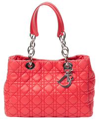 Dior Dior Red Cannage Lambskin Leather Small Soft Shopping Tote (Authentic Pre-