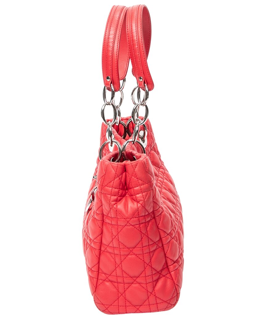 Dior Dior Red Cannage Lambskin Leather Small Soft Shopping Tote (Authentic Pre-