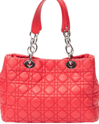 Dior Dior Red Cannage Lambskin Leather Small Soft Shopping Tote (Authentic Pre-