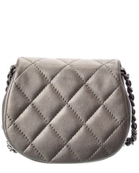 Pre-Owned Chanel Grey & Silver Calfskin Chain Shoulder Bag (Authentic Pre-Loved)