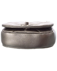 Pre-Owned Chanel Grey & Silver Calfskin Chain Shoulder Bag (Authentic Pre-Loved)