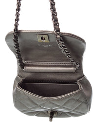 Pre-Owned Chanel Grey & Silver Calfskin Chain Shoulder Bag (Authentic Pre-Loved)