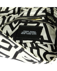 FENDI Fendi White & Black Printed Nylon Canvas X Marc Jacobs Baguette Nm (Authentic