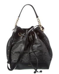 Jimmy Choo Juno Mesh & Leather Bucket Bag ONE SIZE Black